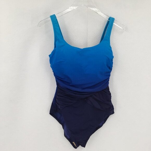 Lands End tank Tummy Control swimsuit ombre one-piece navy blue tank 10 - Picture 1 of 6